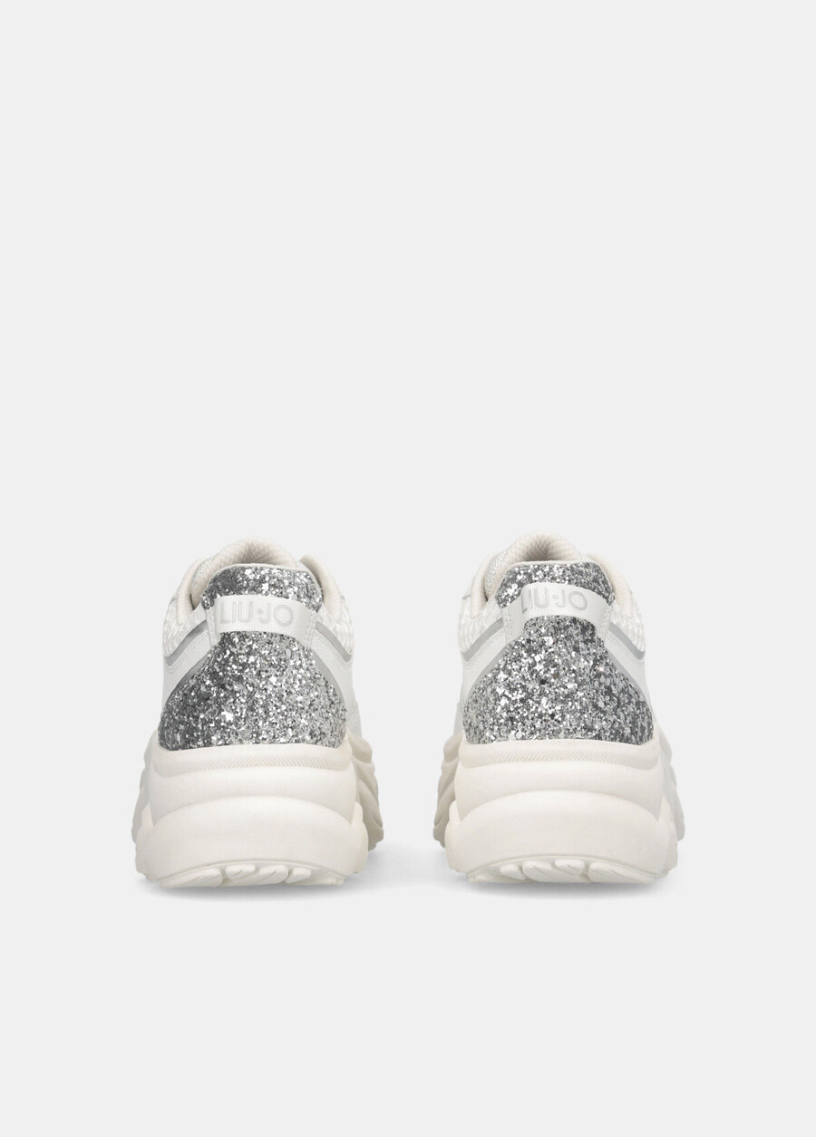baskets en cuir épais et à paillettes