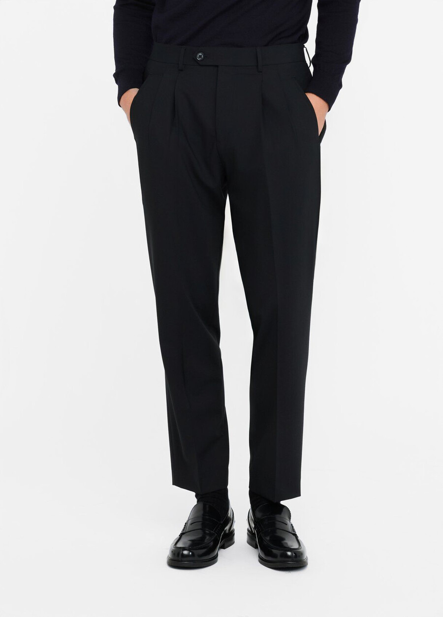pantalon en laine à pinces