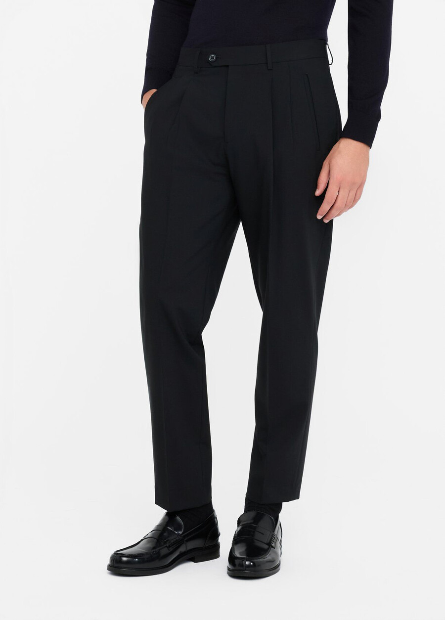 pantalon en laine à pinces