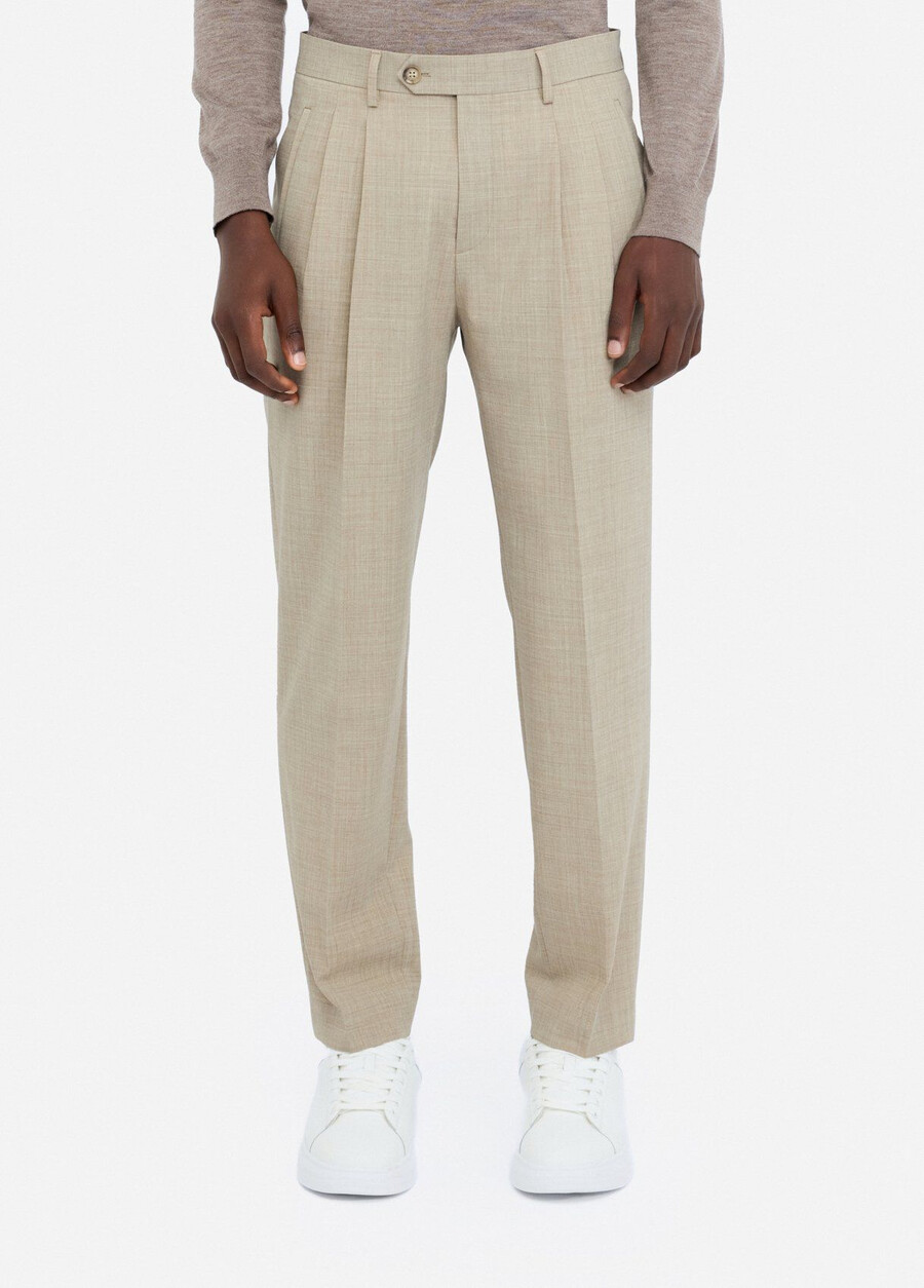 pantalon en laine à pinces