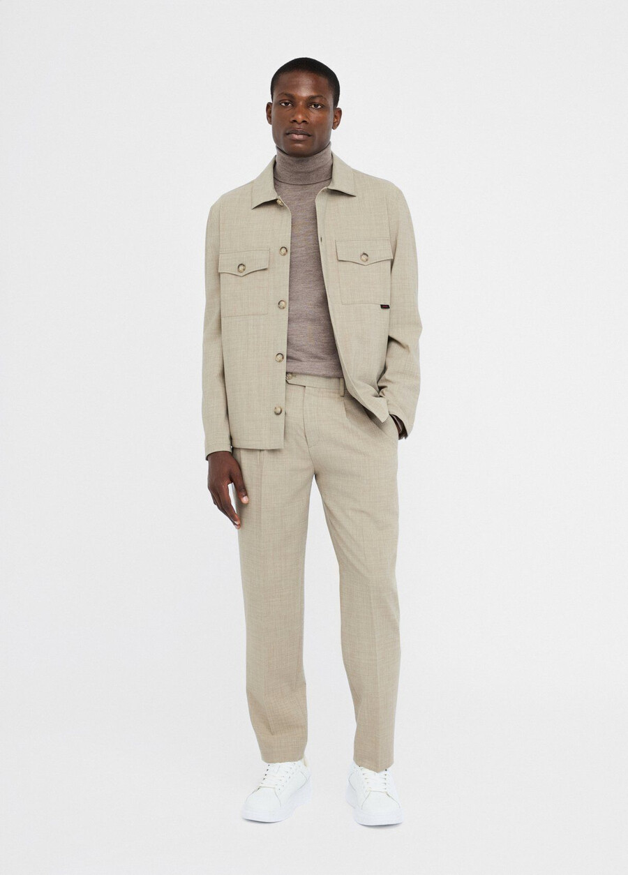 pantalon en laine à pinces