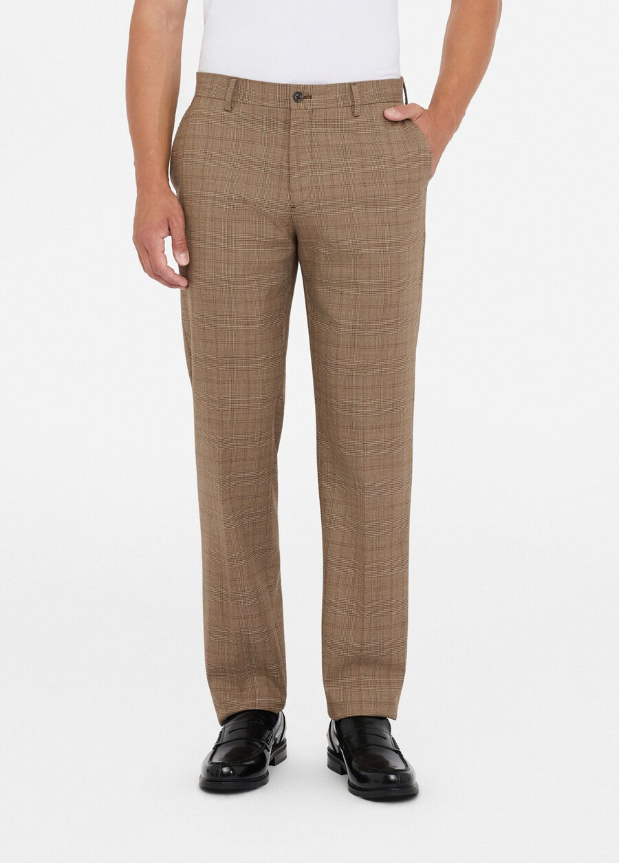 pantalon en laine à carreaux prince de galles