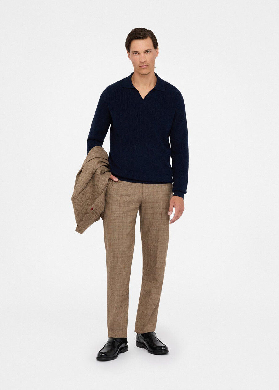 pantalon en laine à carreaux prince de galles