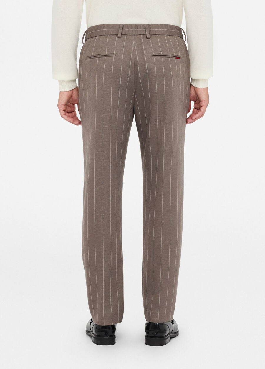 pantalon rayé en coton et laine
