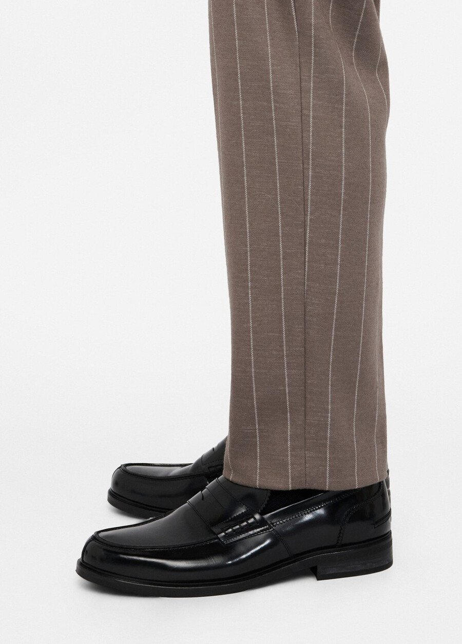 pantalon rayé en coton et laine