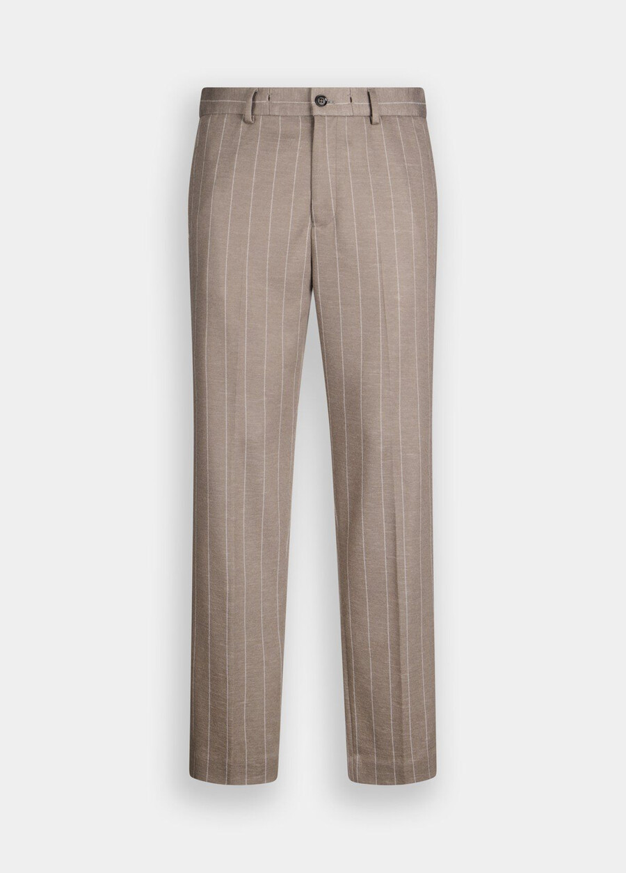 pantalon rayé en coton et laine