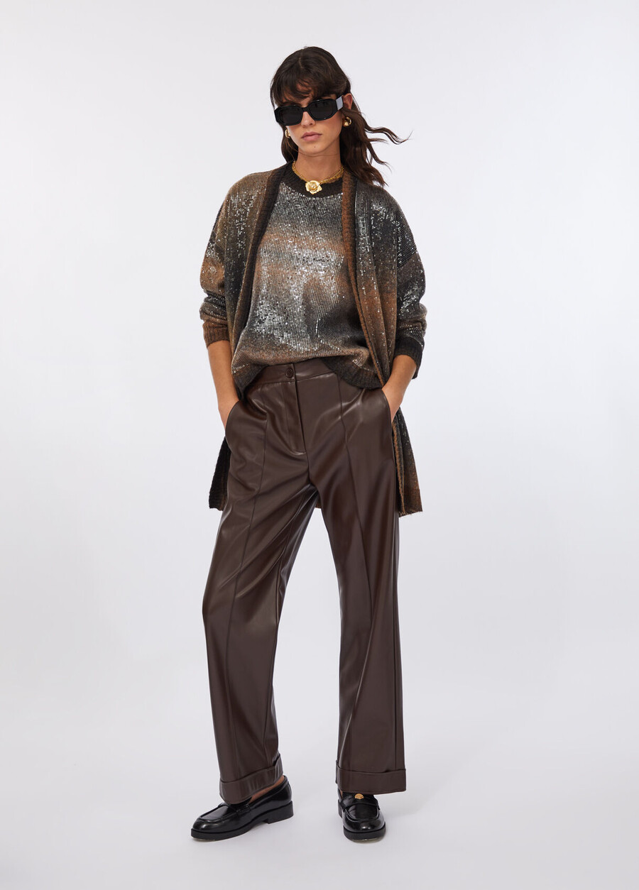 pantalon en tissu enduit
