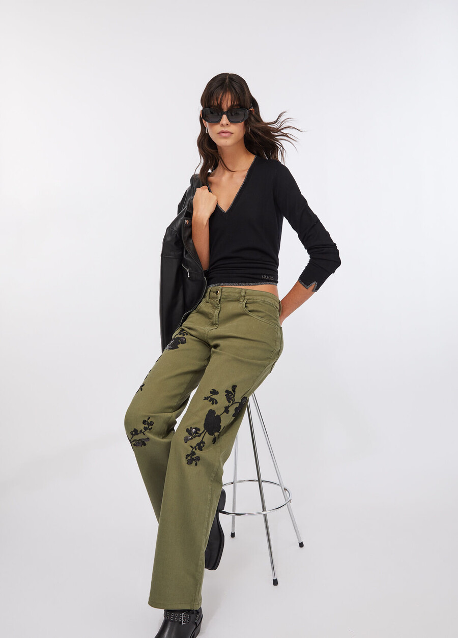 pantalon brodé