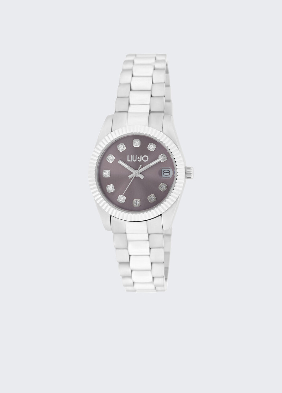 montre en acier avec diamants