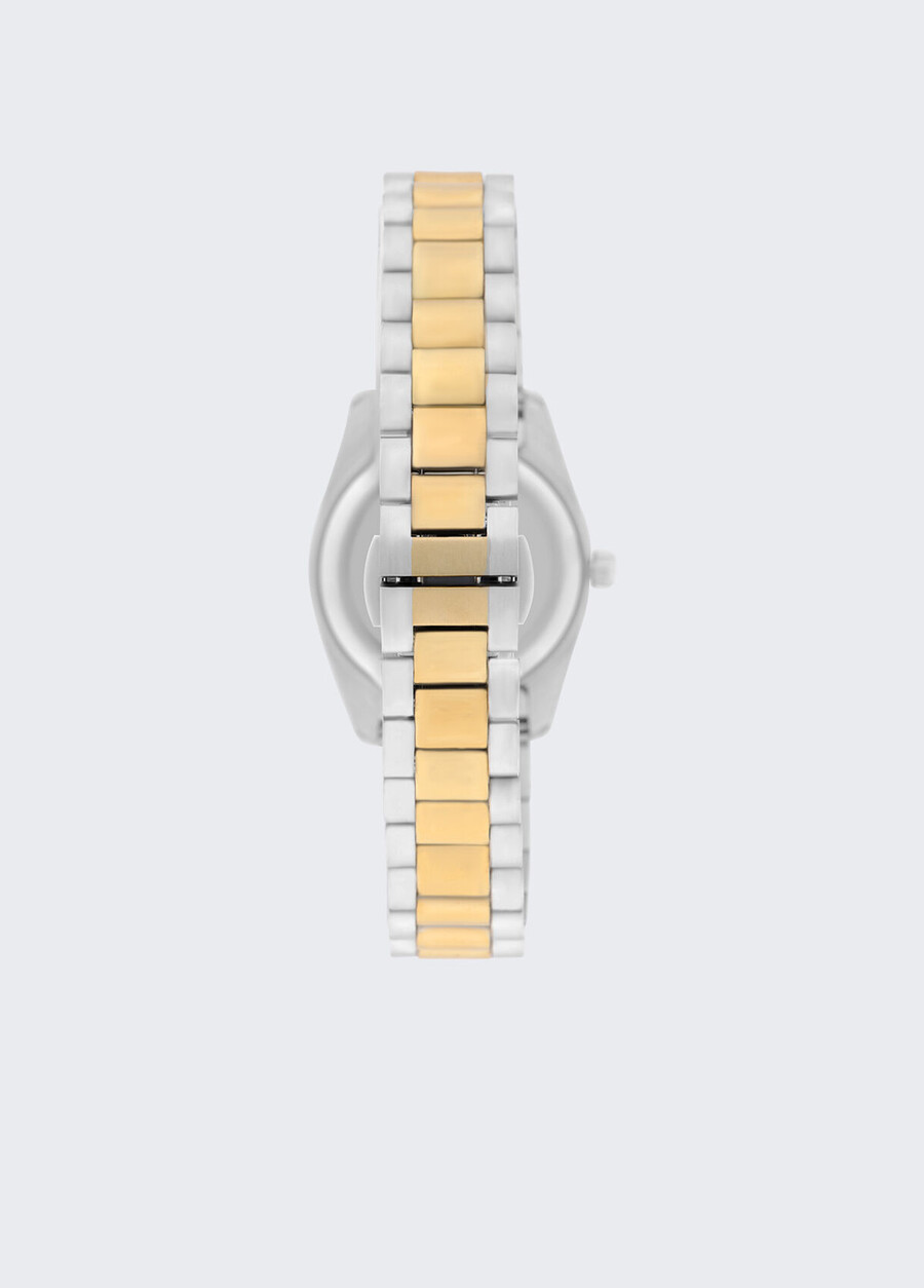 montre en acier bicolore avec diamants