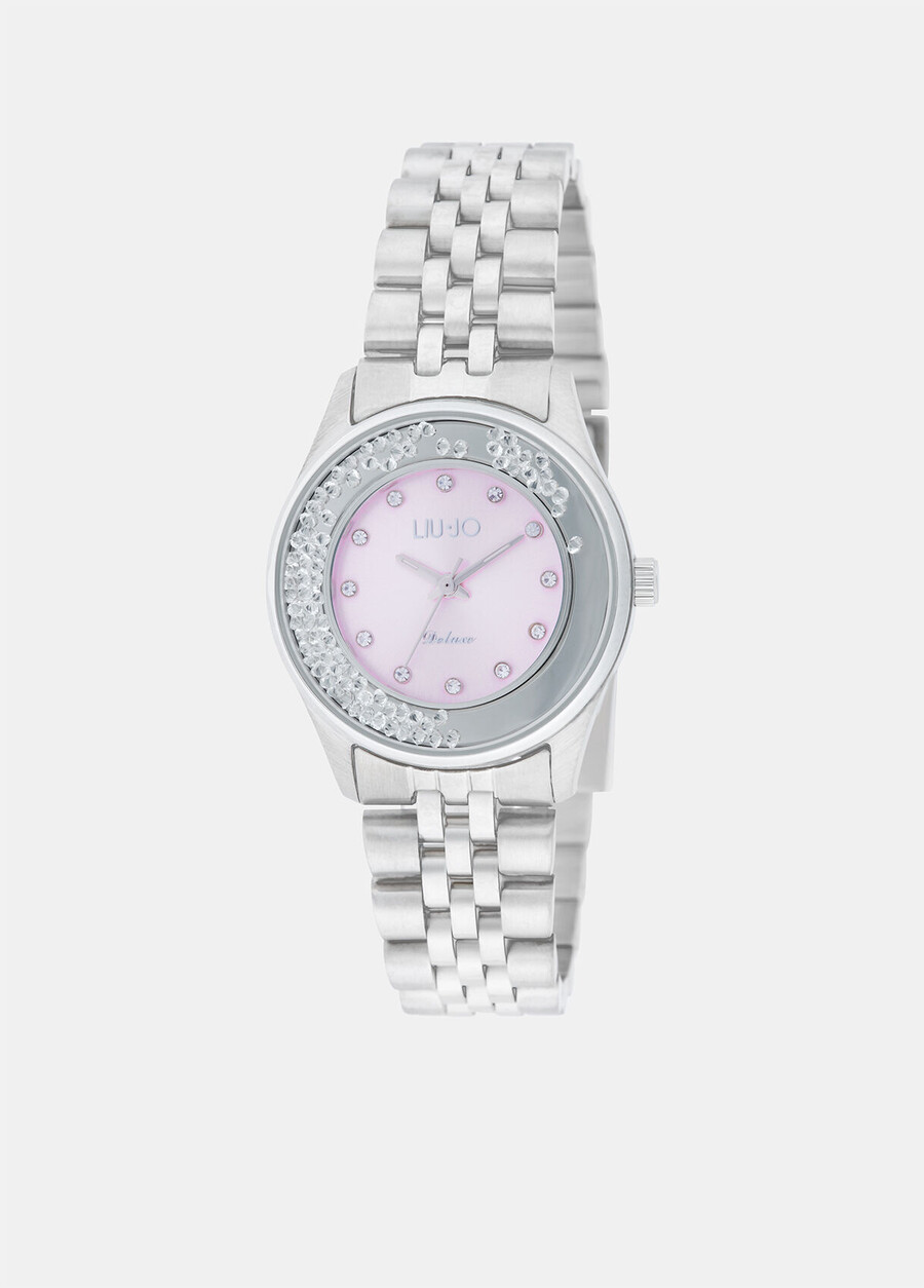 montre en acier avec diamants